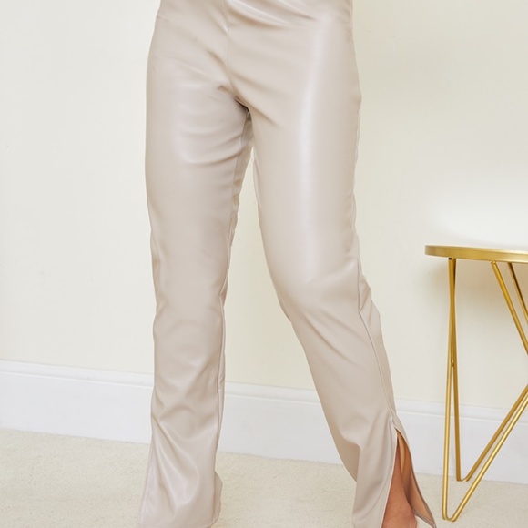 Faux Leather Split Hem Pants - Picture 1 of 7